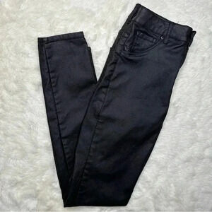 H&M Curvy Jeggings Ultra High Waist Ankle Black  Coated Size 4